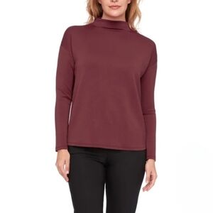 Up! Women's Long Sleeved Top Size Small Burgandy Red Soft Tencel Knit Shirt